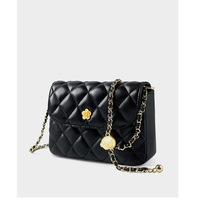 Ladies' Genuine Leather Shoulder Bag Chain Bag Black - Thumbnail 1