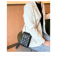 Genuine Leather Ladies'Shoulder Bag Chain Bag Black - Thumbnail 2