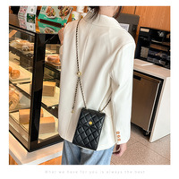 Genuine Leather Ladies'Shoulder Bag Chain Bag Black - Thumbnail 3