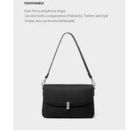 Ladies'Cowhide Shoulder Bag Tote Handbag Black - Thumbnail 1