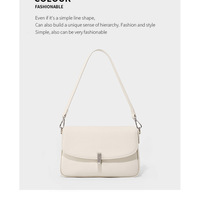 Ladies'Cowhide Shoulder Bag Tote Handbag White - Thumbnail 1