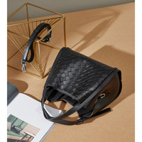 Female Cowhide Casual Crossbody Bag Black - Thumbnail 2