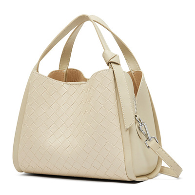 Female cowhide casual crossbody bag white - Thumbnail 1