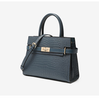 Large Capacity Genuine Leather Wedding Bag Mother's Handbag Blue - Thumbnail 2