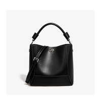 Genuine Leather Tote Bag Ladies Travel Purses and Handbags Black - Thumbnail 1