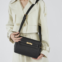 Women's Genuine Leather Crossbody Bag Handbags Purses Black - Thumbnail 1