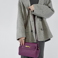 Women's Genuine Leather Crossbody Bag Handbags Purses Purple - Thumbnail 1