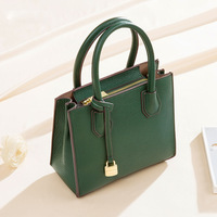 Women Genuine Leather Tote Bag Green - Thumbnail 1