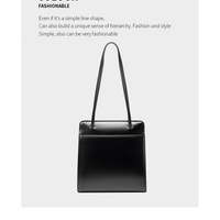 Genuine Leather Bucket Bag Retro Bridal Wedding Bag Black - Thumbnail 1