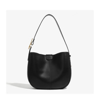 Womens Hobo Genuine Leather Shoulder Bag Top-handle Handbag Ladies Purses Black - Thumbnail 1