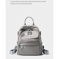 Genuine Leather Ladies' Large Capacity Travel Backpack Grey - Thumbnail 1