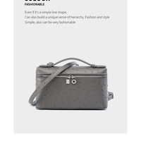 Women's Genuine Leather Makeup Bag Shoulder and Crossbody Phone Bag Grey - Thumbnail 1