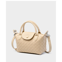 Genuine Leather Satchel Tote Bag Top Handle Handbag White - Thumbnail 1