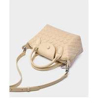 Genuine Leather Satchel Tote Bag Top Handle Handbag White - Thumbnail 4