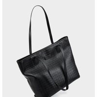 Women's Tote Handbag Genuine Leather Shoulder Bag Large Capacity Work Bag Black  - Thumbnail 1