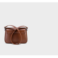 Women's Genuine Leather Saddle Bag Brown - Thumbnail 2