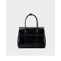 Large Capacity Soft Genuine Leather Tote Bag Black - Thumbnail 4