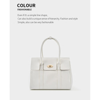 Large Capacity Soft Genuine Leather Tote Bag White - Thumbnail 1