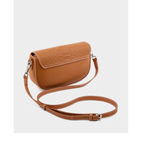 Ladies' Genuine Leather Crossbody Bag Large Capacity Small Square Bag Brown - Thumbnail 2