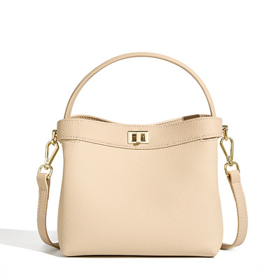 Genuine leather Crossbody Bucket Bag Women's Ins Handbag Clear