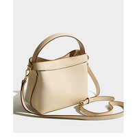 Genuine leather Crossbody Bucket Bag Women's Ins Handbag White - Thumbnail 3