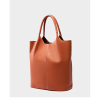 Ladies' Large Capacity Genuine Soft Leather Tote Bag Orange - Thumbnail 1