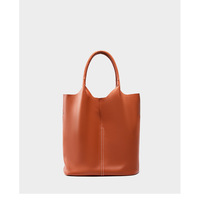 Ladies' Large Capacity Genuine Soft Leather Tote Bag Orange - Thumbnail 2