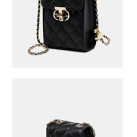 Genuine Leather Women's Bag Mini Phone Bag Women's Summer Crossbody Bag Black - Thumbnail 2