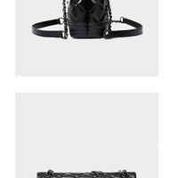 Genuine Leather Small Square Bag Black - Thumbnail 3