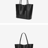 Women Soft Genuine Leather Totes Shoulder Bag Purses and Handbags Black - Thumbnail 1