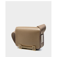 Genuine Leather Women's Bag Crossbody Bag Small Square Bag Grey - Thumbnail 1