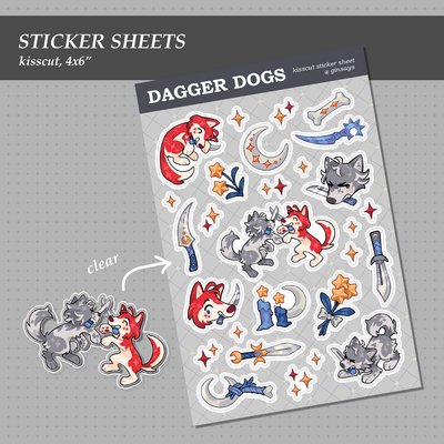 Dagger dogs sticker sheet