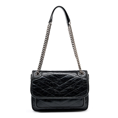 Genuine leather crossbody satchel bag vintage purses handbags for women black - Thumbnail 1