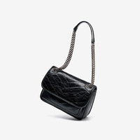 Genuine Leather Crossbody Satchel Bag Vintage Purses Handbags for Women Black - Thumbnail 3