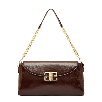 Women genuine leather shoulder bags fashion hobo bags brown