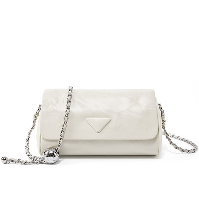 Woman handbag luxury leather underarm shoulder casual tote lady soft bucket bag white