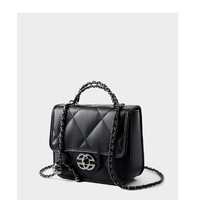 Women Genuine Leather Satchel Purse Vintage College Crossbody Messenger Bag Work Cross-body Bag Black - Thumbnail 1