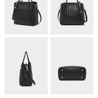 Time Resistance Leather Handbag Leather Purse for Women - Top Handle Bag - Tote Bag Black - Thumbnail 2