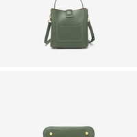 Genuine Leather Large Capacity Crossbody Bag Green - Thumbnail 2
