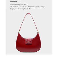 Genuine Leather Women Handbags College Crossbody Messenger Bag Red - Thumbnail 1