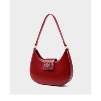 Genuine Leather Women Handbags College Crossbody Messenger Bag Red - Thumbnail 2