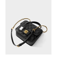 Genuine Leather Crossbody Bags for Women Trendy Ladies Shoulder Purse Satchel HandBag with Chain Strap Black - Thumbnail 4