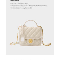 Genuine Leather Crossbody Bags for Women Trendy Ladies Shoulder Purse Satchel HandBag with Chain Strap White - Thumbnail 1