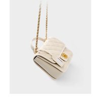 Genuine Leather Crossbody Bags for Women Trendy Ladies Shoulder Purse Satchel HandBag with Chain Strap White - Thumbnail 3