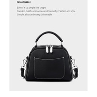 Genuine Leather Small Tote Bag for Women Trendy Shoulder Handbag Black - Thumbnail 1