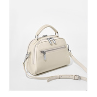 Genuine Leather Small Tote Bag for Women Trendy Shoulder Handbag White - Thumbnail 2