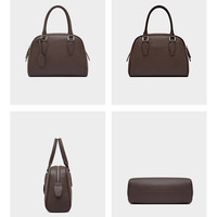 Women Genuine Leather Handbag Top-handle Satchel Bag Brown - Thumbnail 2