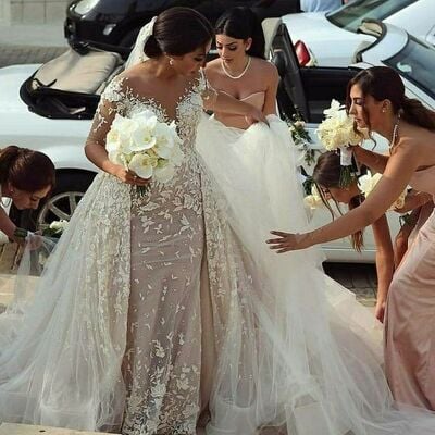 Luxury ball gown lace appliques beach boho wedding dress bridal gown wedding gown