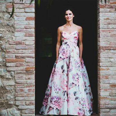 Rustic floral  a-line wedding dress bridal gown wedding gown