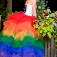 Dyed Ball Gown Ombre Rainbow Beach Boho Wedding Dress Bridal Gown Wedding Gown - Thumbnail 1